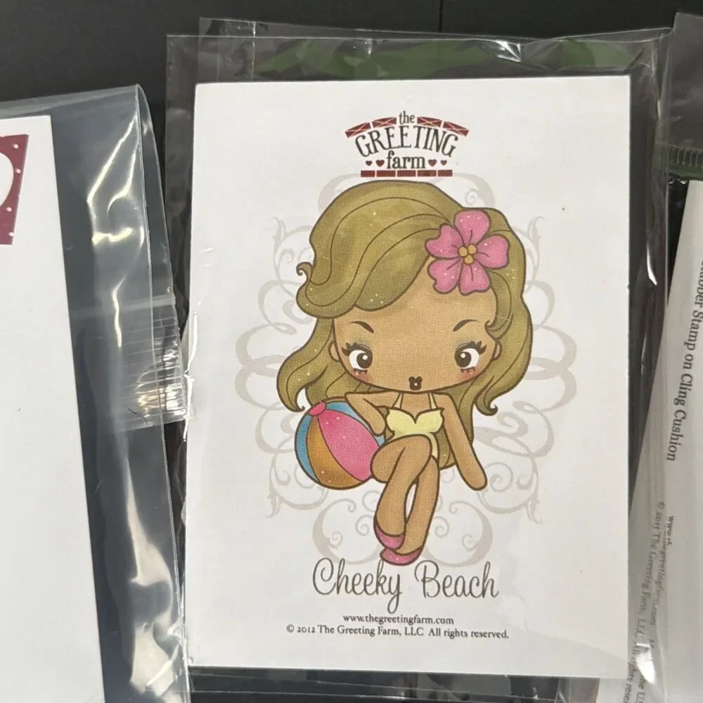 Stamp Lot The Greeting Farm Red rubber flirty valentine Anya and cheeky beach